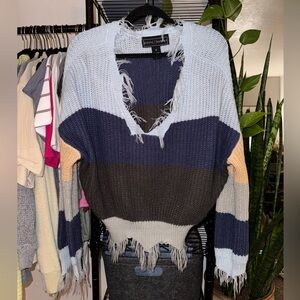 “Polly & Esther” Distressed Knitted Long Sleeve